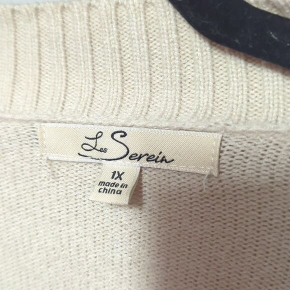 Les Serein Cream and Yellow Open Front Cardigan - Picture 3 of 5